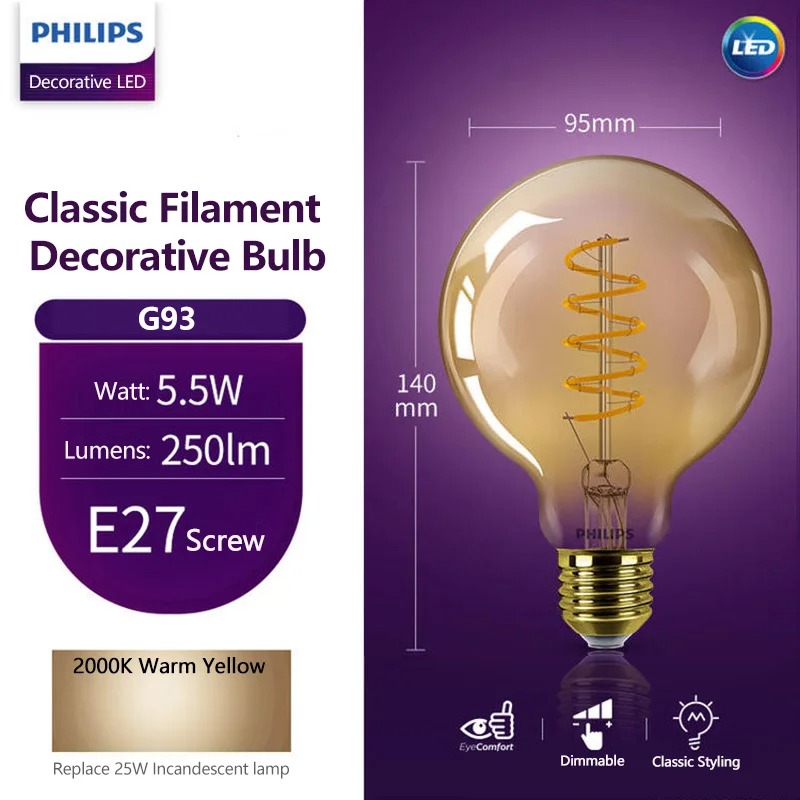 Philips Bulb Led Classic - Philips LED Lamp G93 Classic Filament