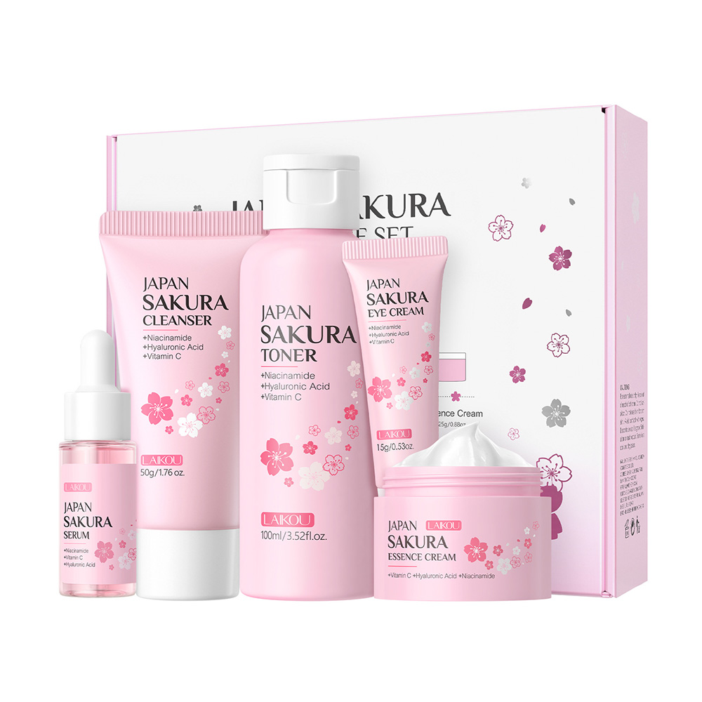 LAIKOU Sakura 5pcs Skin Care K - Essence Serum Toner recension och pris